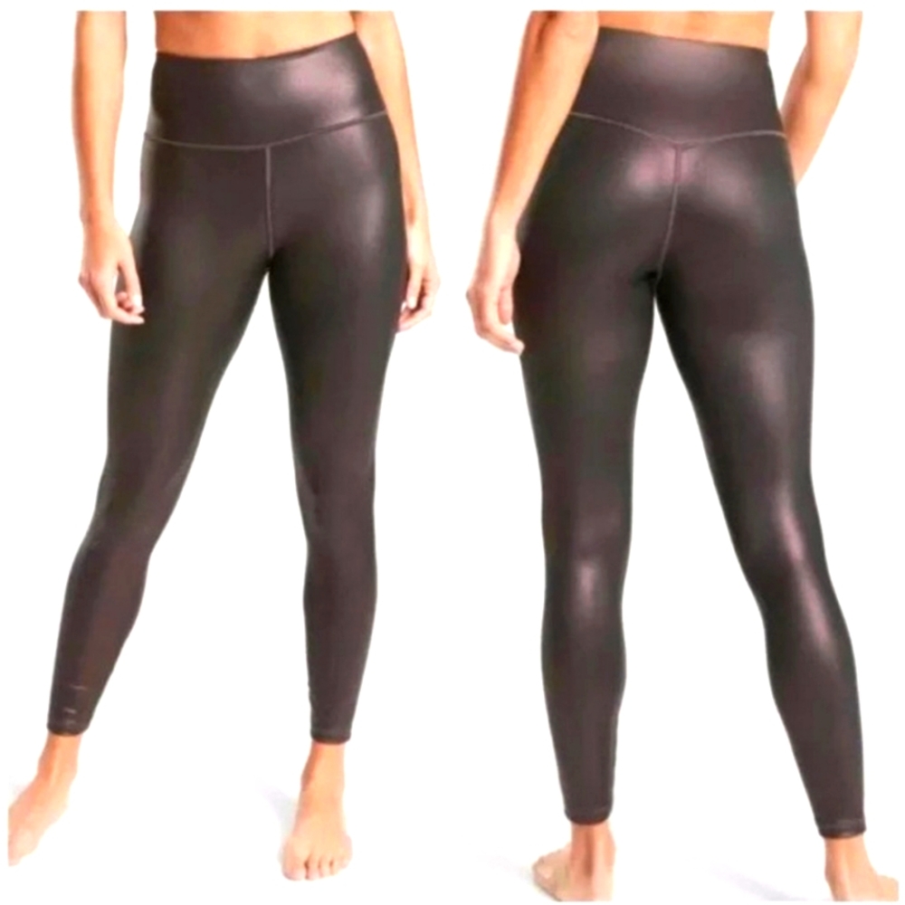 EUC Athleta elation high-rise shimmer leggings. Metallic burgundy. Size M.